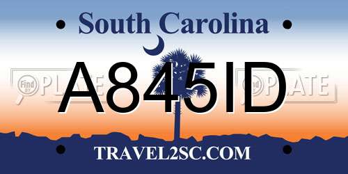 A845ID South Carolina License Plate