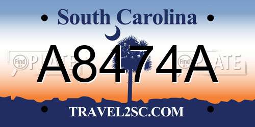 A8474A South Carolina License Plate