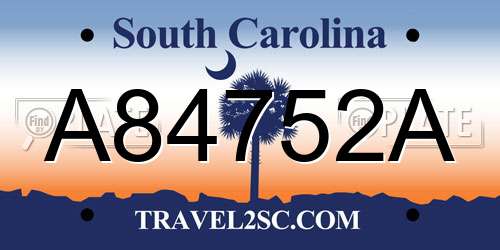 A84752A South Carolina License Plate
