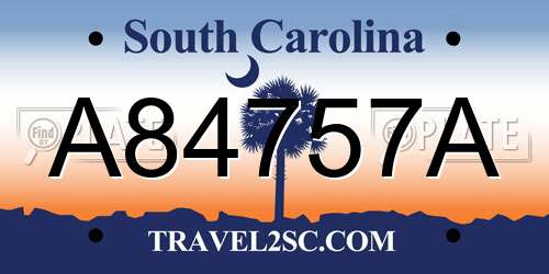 A84757A South Carolina License Plate