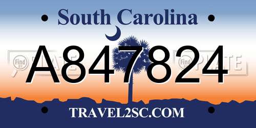 A847824 South Carolina License Plate