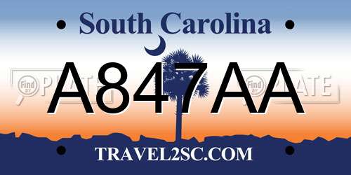 A847AA South Carolina License Plate