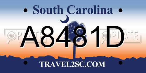 A8481D South Carolina License Plate