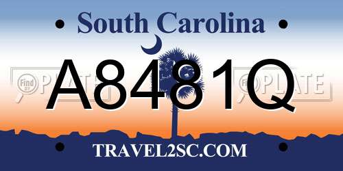 A8481Q South Carolina License Plate
