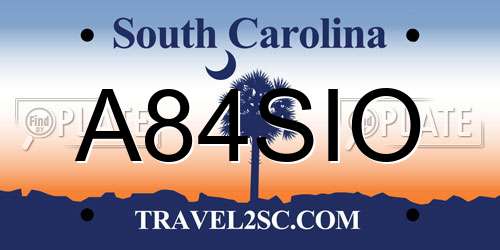A84SIO South Carolina License Plate