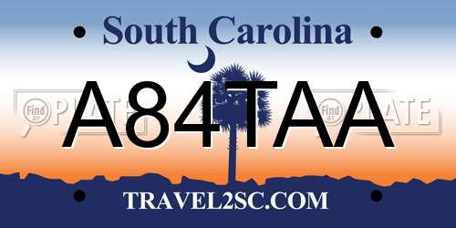 A84TAA South Carolina License Plate