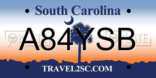 A84YSB South Carolina License Plate
