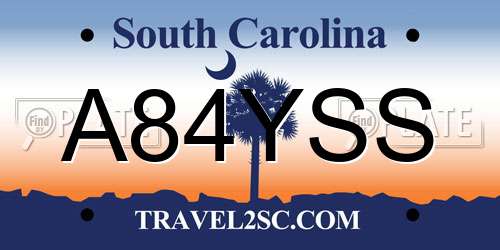 A84YSS South Carolina License Plate