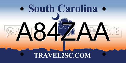 A84ZAA South Carolina License Plate