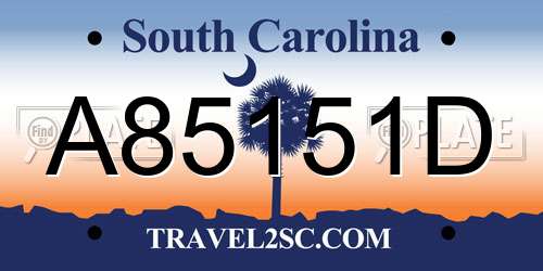 A85151D South Carolina License Plate