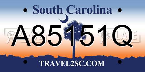 A85151Q South Carolina License Plate