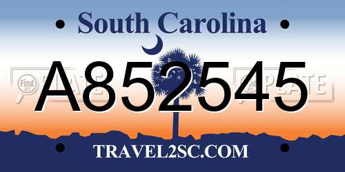 A852545 South Carolina License Plate