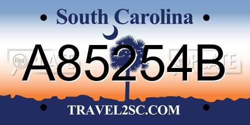 A85254B South Carolina License Plate