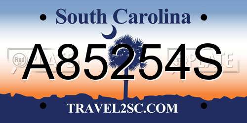 A85254S South Carolina License Plate