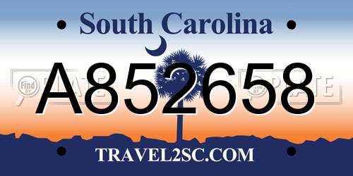 A852658 South Carolina License Plate