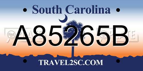 A85265B South Carolina License Plate