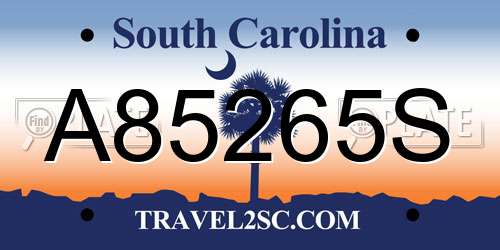 A85265S South Carolina License Plate