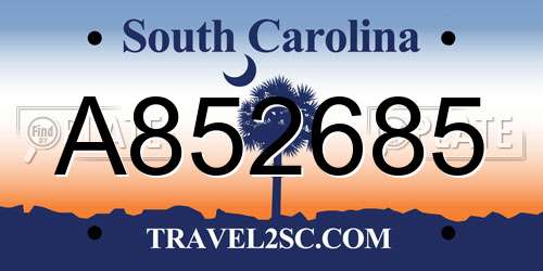 A852685 South Carolina License Plate