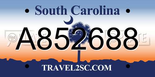 A852688 South Carolina License Plate