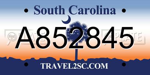 A852845 South Carolina License Plate