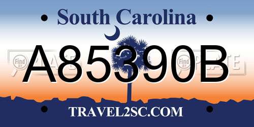 A85390B South Carolina License Plate