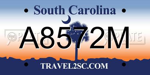 A8572M South Carolina License Plate