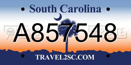 A857548 South Carolina License Plate