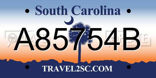 A85754B South Carolina License Plate