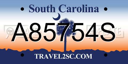 A85754S South Carolina License Plate