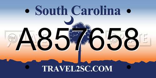 A857658 South Carolina License Plate