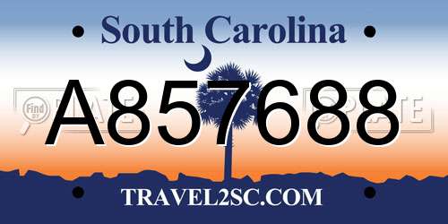 A857688 South Carolina License Plate