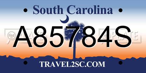 A85784S South Carolina License Plate