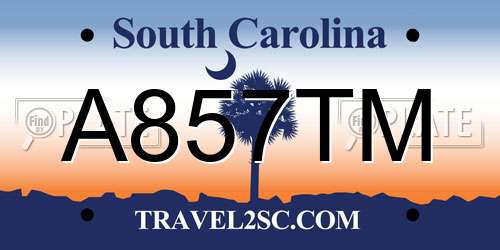 A857TM South Carolina License Plate