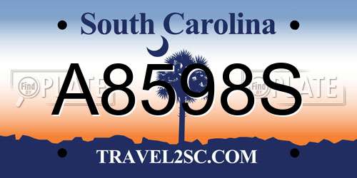 A8598S South Carolina License Plate