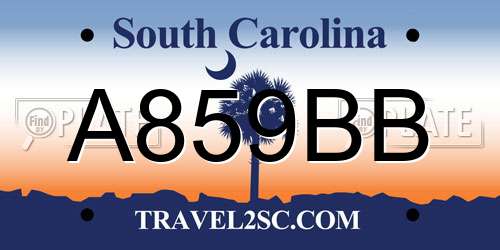 A859BB South Carolina License Plate