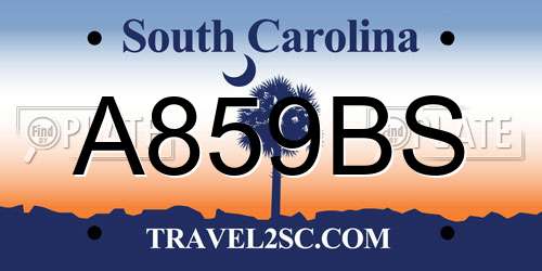 A859BS South Carolina License Plate