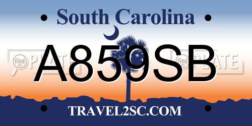 A859SB South Carolina License Plate