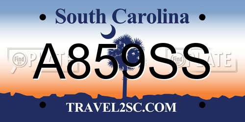 A859SS South Carolina License Plate