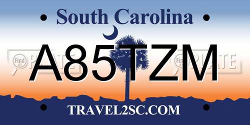 A85TZM South Carolina License Plate