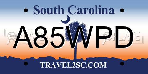 A85WPD South Carolina License Plate