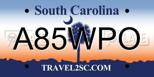 A85WPO South Carolina License Plate