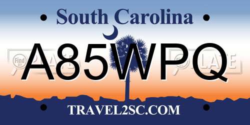 A85WPQ South Carolina License Plate