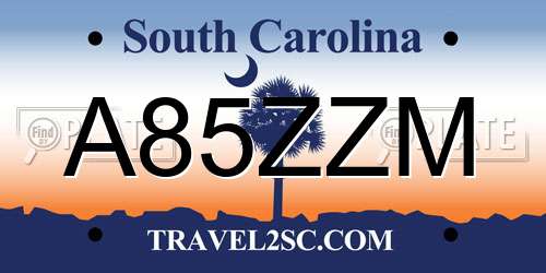 A85ZZM South Carolina License Plate