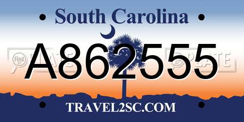 A862555 South Carolina License Plate