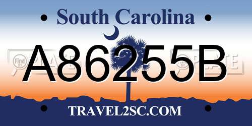 A86255B South Carolina License Plate