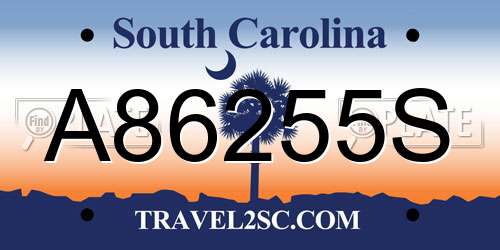 A86255S South Carolina License Plate