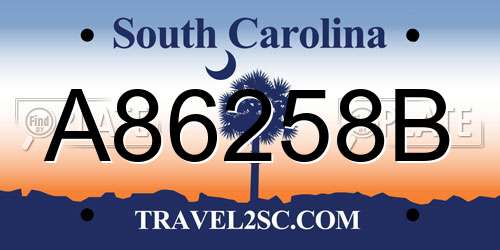 A86258B South Carolina License Plate