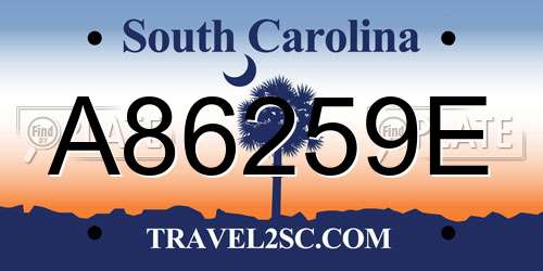 A86259E South Carolina License Plate