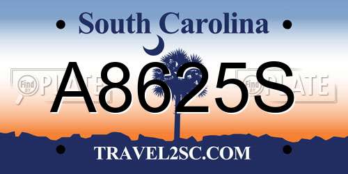 A8625S South Carolina License Plate