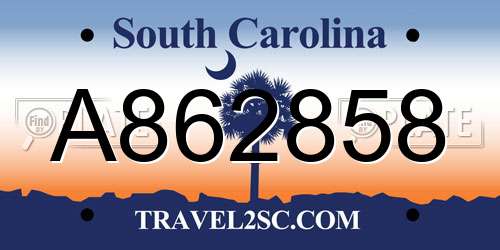 A862858 South Carolina License Plate